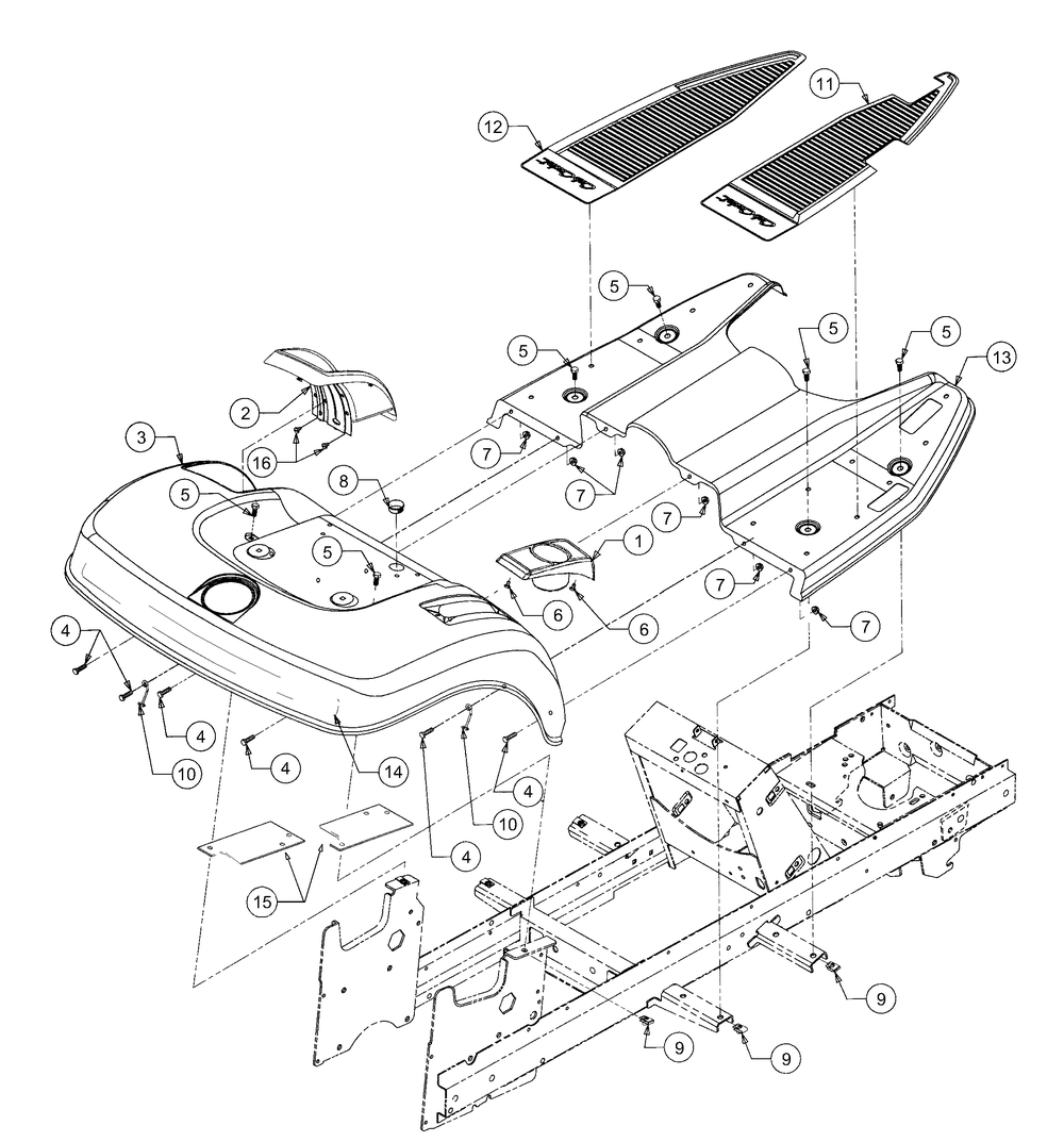 Fender And Running Board Diagram and Parts List for GT2186-44 13A298L710-13A298L712 Cub Cadet Lawn Tractor
